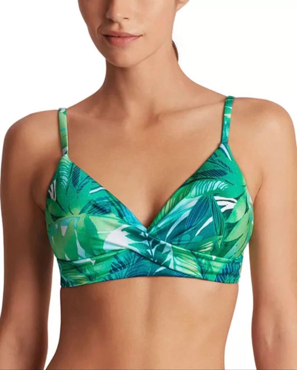 Lauren Ralph Lauren NWT size 14 bikini swim top Palm-Frond-Print Twist-Front